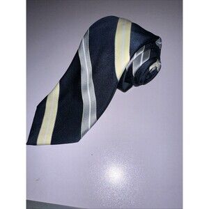 Ketch striped necktie Navy Blue Yellow And Grey RN 16484 (55L 3W)